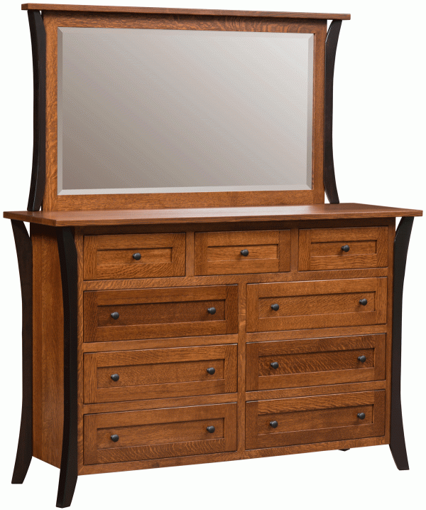 Wooden Dresser with Larger Mirror