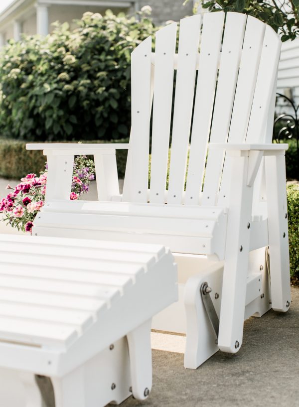 White Wooden Rocking Chair with White Wooden Footrest