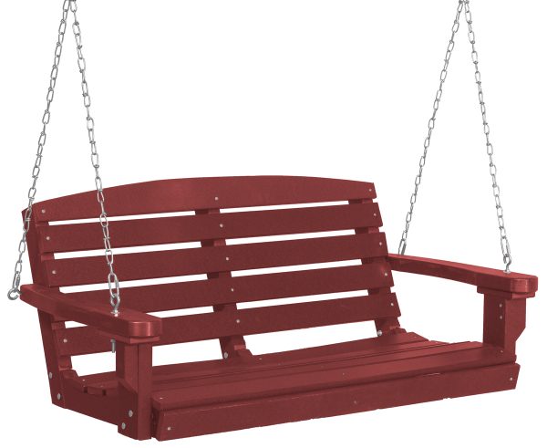 Red Hanging Wooden Porch Swing
