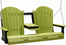 Black and Lime Green Hanging Porch Swing with Cup Holders