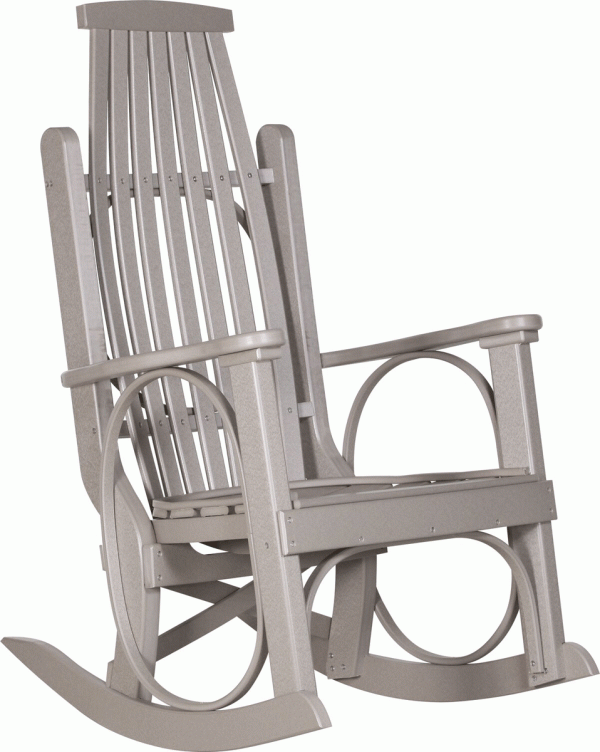 Grey Wooden Rocking Chair with Extended Back
