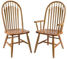 light stained bent back chairs