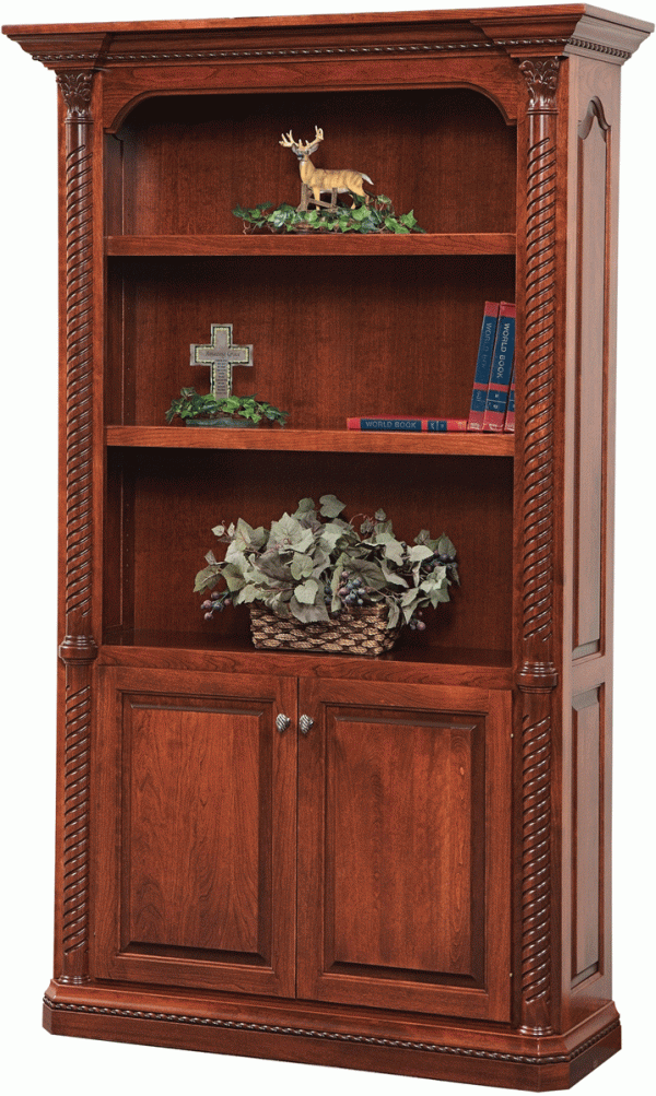 Wooden bookcase with cabinets