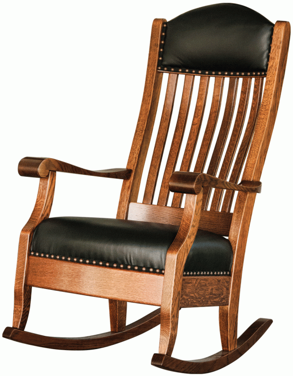 Wooden Rocking chair with black cushion