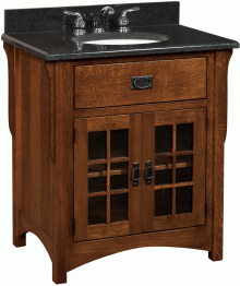 Short Wooden vanity black counter