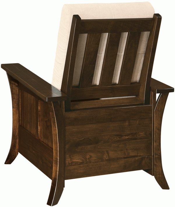 Wooden recliner with white cushion back