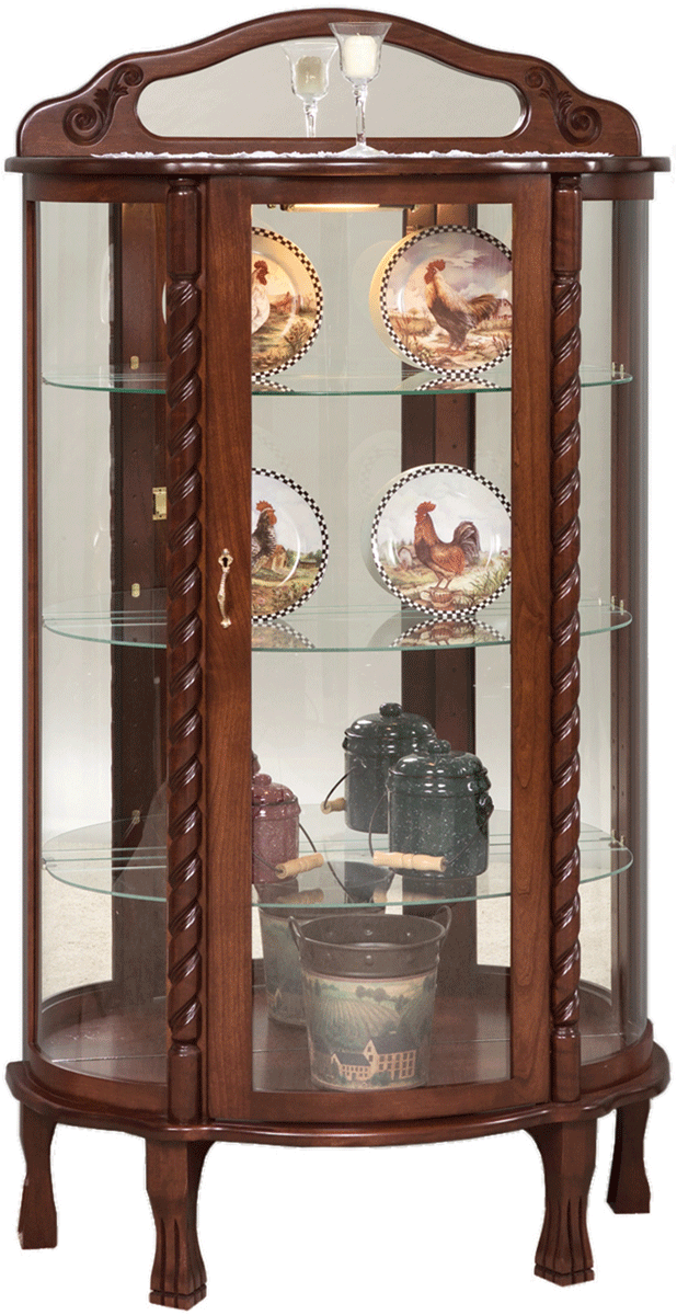 1451 Dark brown curio with glass shelves