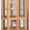Enclosed wooden curio with glass windows and shelves