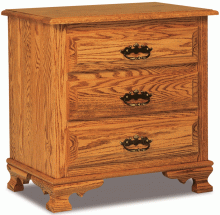 Wooden nightstand with three drawers