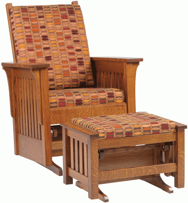 Wooden chair with cushions and footrest