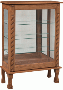 Rectangular wooden curio with glass shelves