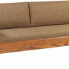 Wooden sofa with brown cushions