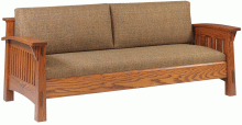 Wooden sofa with brown cushions