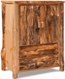 Rustic Wood Armoire With Two Bottom Drawers