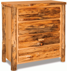 Rustic Wood Dresser with Four Drawers