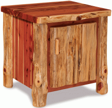 Rustic Wood Side Table With Cabinet