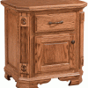 Detailed Wood Nightstand With Drawer and Cabinet