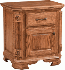 Detailed Wood Nightstand With Drawer and Cabinet