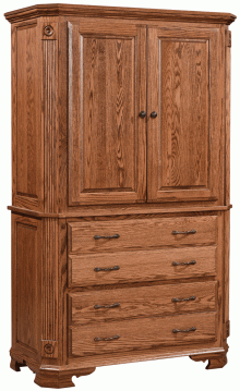 Detailed Wood Armoire With 4 Drawers