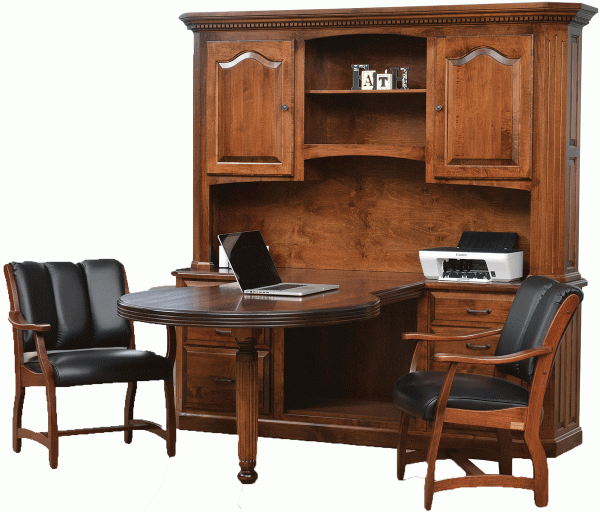 Small Conference Table and Desk With Two Chairs