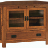 Cherry Corner Entertainment Center With Black Hardware