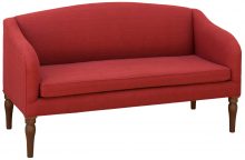 Red Upholstered Couch With Spindle Legs