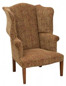 Upholstered Arm Chair With Beige Tone Patterned Fabric