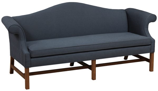 Upholstered Couch With Blue Grey Fabric