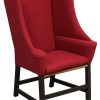 Red Upholstered Chair With Wood Legs