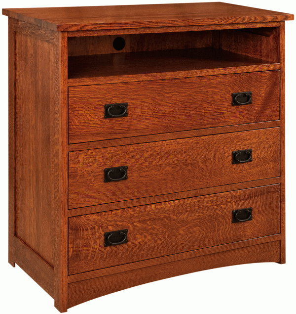 Wood Media Chest With Three Drawers