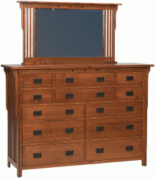 Mirror Dresser With 12 Drawers And Black Hardware