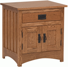 Wood Nightstand With Black Hardware