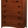 Medium Wood Six Drawer Dresser With Black Hardware