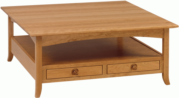 Light Wood Coffee Table With Two Drawers