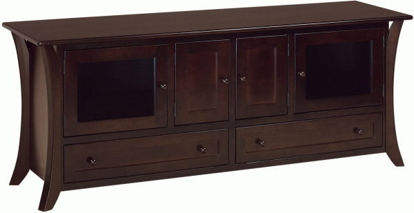 Large Four Cabinet Dark Wood TV Cabinet