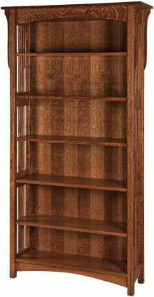 Medium Tone Wood Six Shelf Bookcase