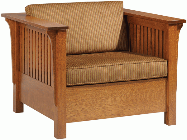 Mission Lounge Chair With Beige Cushions That Converts To Bed
