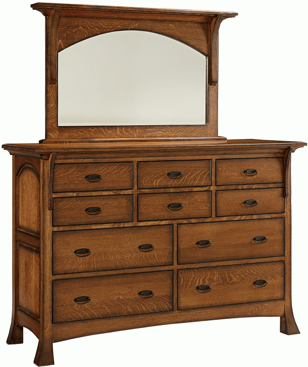Ten Drawer Dresser With Matching Mirror