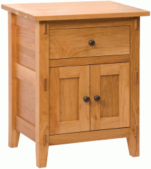 Light Wood nightstand With Drawer And Cabinet