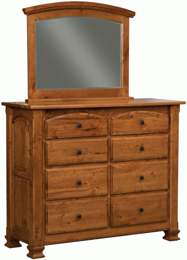 Eight Drawer Dresser With Attached Mirror