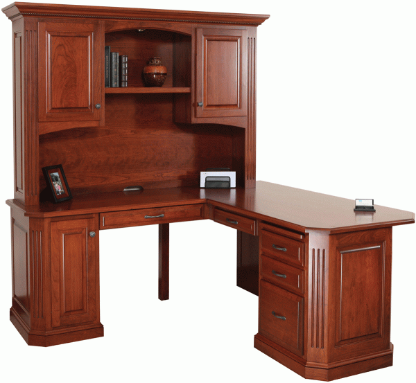 L-Shaped Wood Desk With Storage