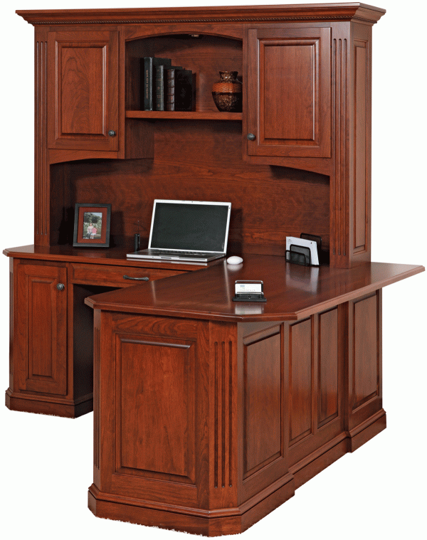 L-Shaped Wood Desk With Storage