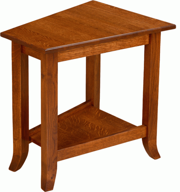 angled wooden end table