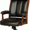 sturdy black leather and wood desk chair