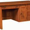 wooden desk with side cabinet and drawers