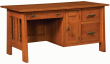 wooden desk with side cabinet and drawers