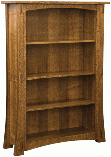 tall wooden paneled bookshelf