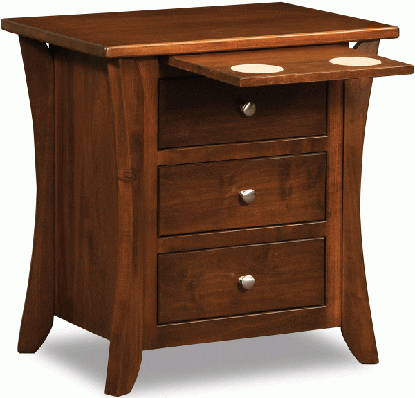 wooden nightstand with extension and curved legs