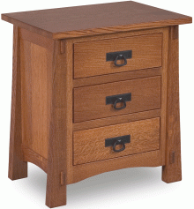 wooden night stand with metal handles