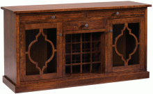wooden wine cabinet with glass doors